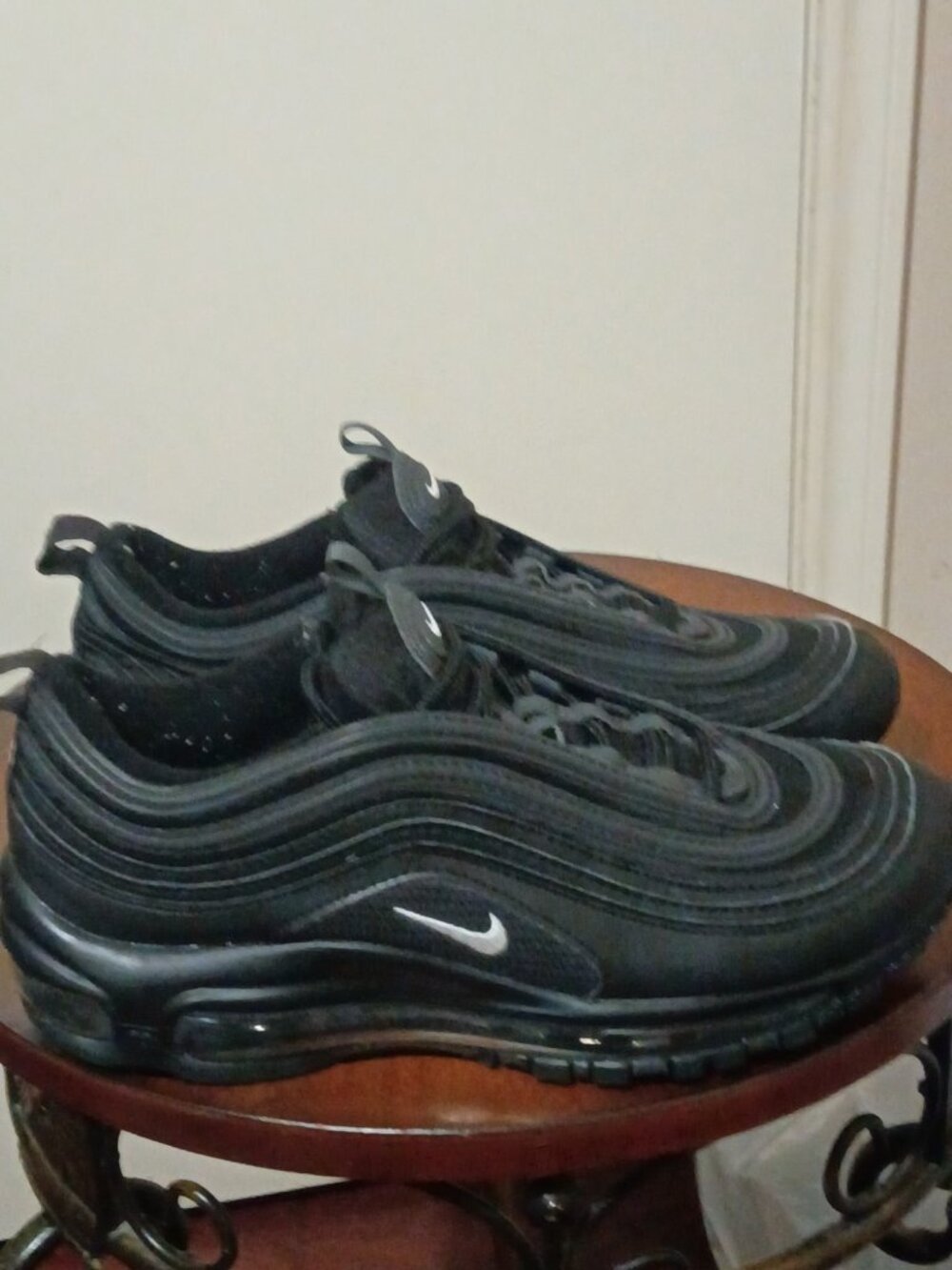 Nike Air Max 97 Shoes Youth Size 6.5Y Black Mesh Running Sneakers 921522-011